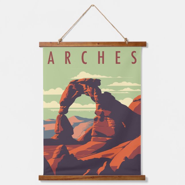 Midcentury Modern Arches National Park  Hanging Tapestry (Front)