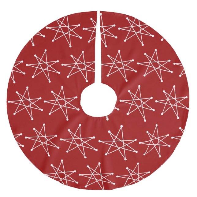 Midcentury Modern Atomic Christmas Star MCM Brushed Polyester Tree Skirt (Front)