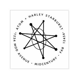 Midcentury Modern Atomic Starburst Galaxy MCM Self-inking Stamp