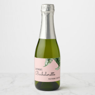 Midcentury Modern Banana Leaf Bachelorette Favour Sparkling Wine Label