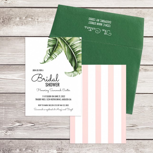 Midcentury Modern Banana Leaf Bridal Shower Invita Invitation (Creator Uploaded)