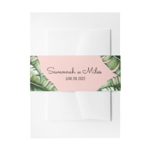 Midcentury Modern Banana Leaf Wedding Invitation B Belly Band