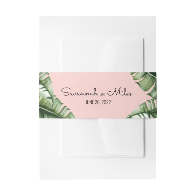 Midcentury Modern Banana Leaf Wedding Invitation B Invitation Belly Band (Front Example)