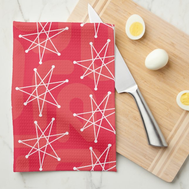 Midcentury Modern Christmas Atomic MCM MOD Star    Tea Towel (Quarter Fold)