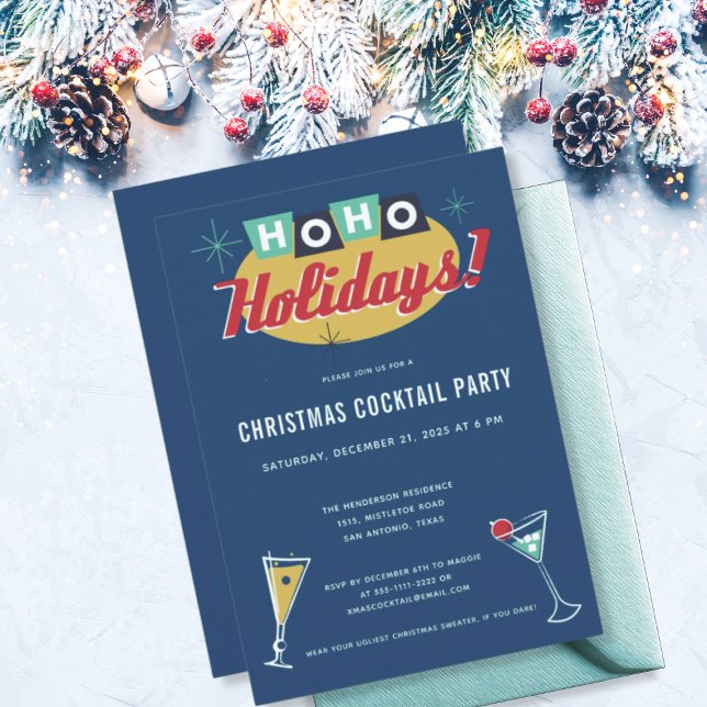 Midcentury Modern Christmas Cocktail Party Invitation (Creator Uploaded)
