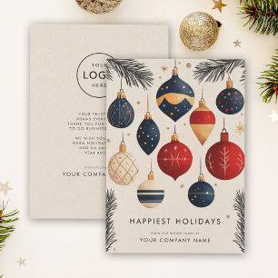 Midcentury Modern Christmas Ornaments Business Holiday Card