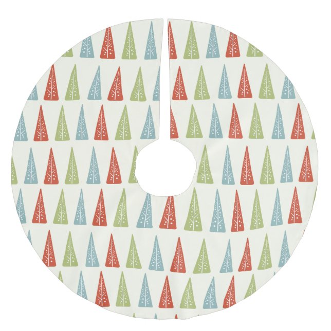 Midcentury Modern Christmas Trees Patterned Brushed Polyester Tree Skirt (Front)