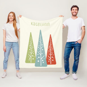 Midcentury Modern Christmas Trees Personalised Fleece Blanket