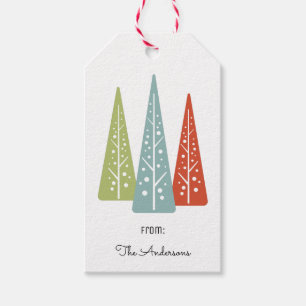 Midcentury Modern Christmas Trees Personalised Gift Tags