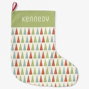 Midcentury Modern Christmas Trees Personalised Large Christmas Stocking