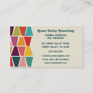 Midcentury Modern Colourful Geometric Print Business Card