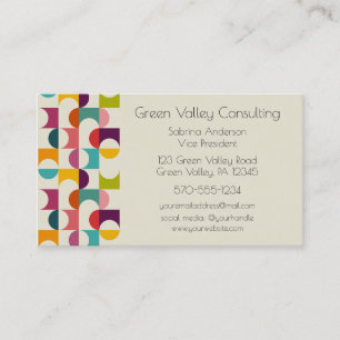 Midcentury Modern Colourful Geometric Print Business Card