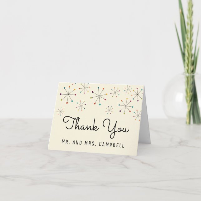 Midcentury Modern Design Wedding Thank You Card (Front)