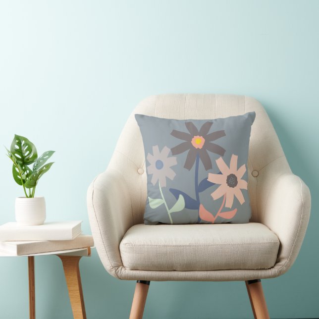 Midcentury Modern Floral Cushion (Chair)
