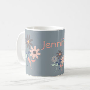 Midcentury Modern Floral with Name Coffee Mug