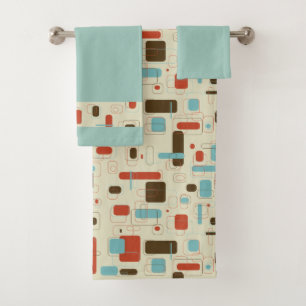 Midcentury Modern Geometric Print Bath Towel Set