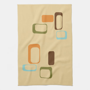 Midcentury modern geometric squares tea towel