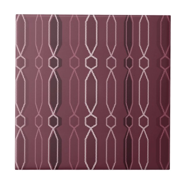 Midcentury Modern Hexagon Columns Maroon Tile (Front)