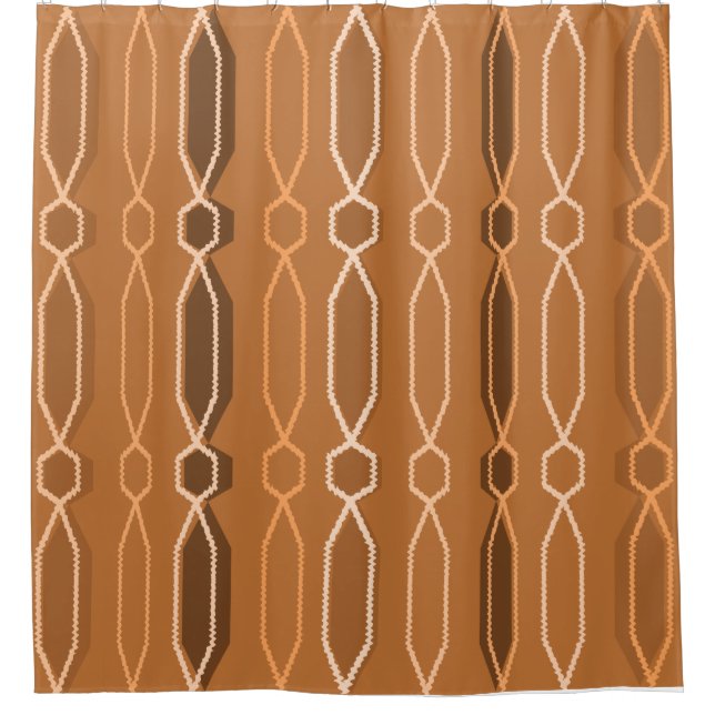 Midcentury Modern Hexagon Columns Orange Shower Curtain (Front)
