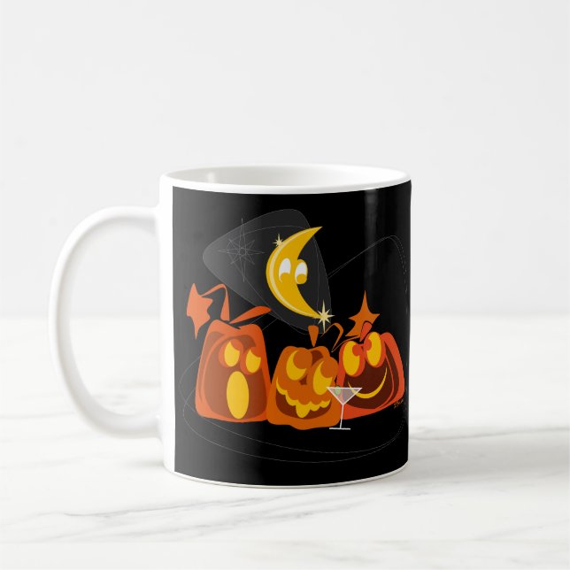 MidCentury Modern Jackolanterns Fun Halloween Coffee Mug (Left)