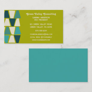 Midcentury Modern Lime Blue Geometric Print Business Card