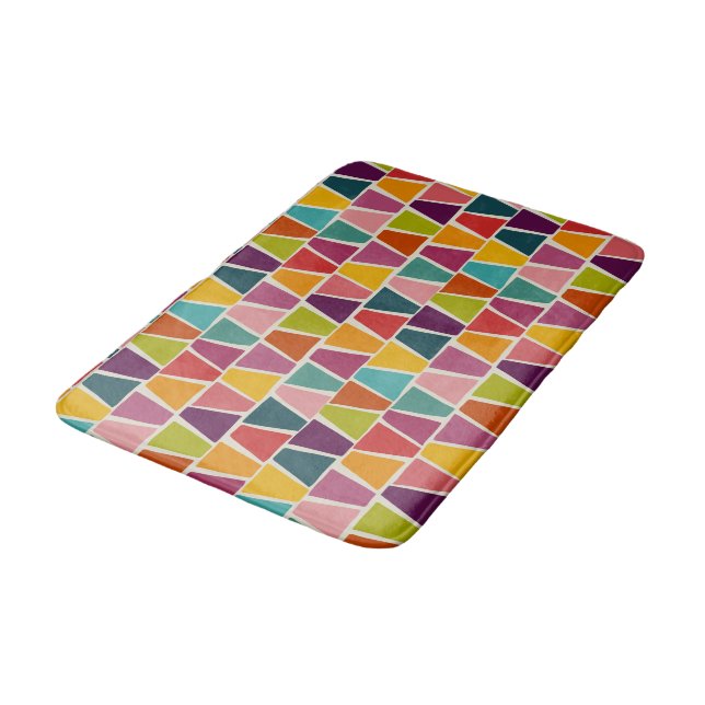 Midcentury Modern Mosaic Geometric Print  Bath Mat (Angled)