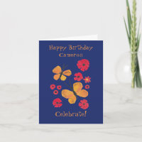 MidCentury Modern Orange Butterfly Cute Birthday
