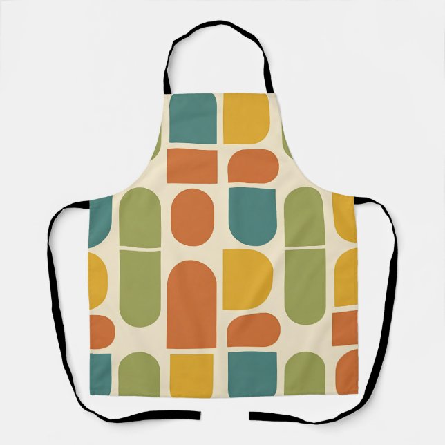 Midcentury Modern Organic Shapes Pattern Apron (Front)