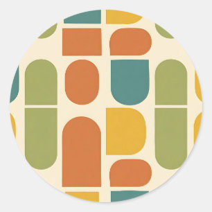 Midcentury Modern Organic Shapes Pattern Classic Round Sticker