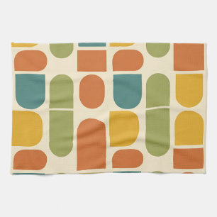 Midcentury Modern Organic Shapes Pattern Tea Towel