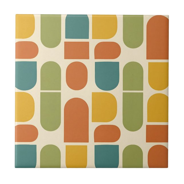 Midcentury Modern Organic Shapes Pattern Tile (Front)
