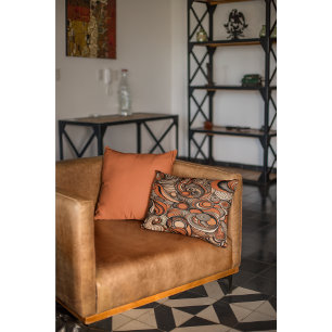 Midcentury Modern Peach Orange Abstract Pattern  Decorative Cushion