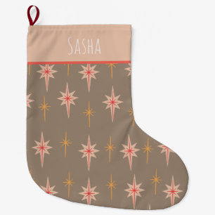 Midcentury Modern Personalised Christmas Large Christmas Stocking
