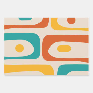 Midcentury Modern Piquet Minimalist Abstract Teal  Wrapping Paper Sheet