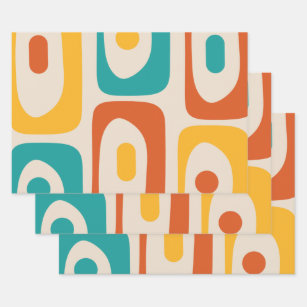 Midcentury Modern Piquet Minimalist Abstract Wrapping Paper Sheet
