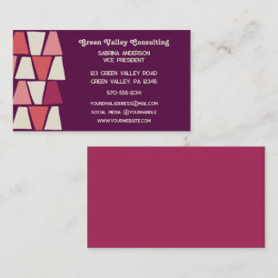 Midcentury Modern Purple Pink Geometric Print Business Card