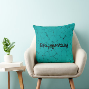 midcentury modern retro aqua pebbles cushion