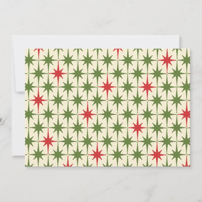 Midcentury Modern Retro Christmas Starbursts Holiday Card (Front)