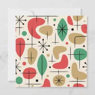 Midcentury Modern Retro Christmas Starbursts Invitation