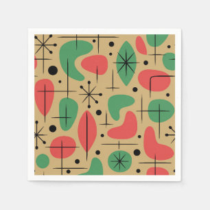 Midcentury Modern Retro Christmas Starbursts Napkin