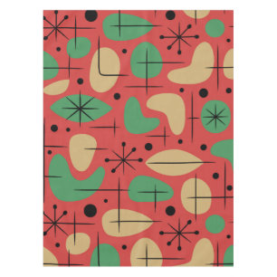 Midcentury Modern Retro Christmas Starbursts Tablecloth