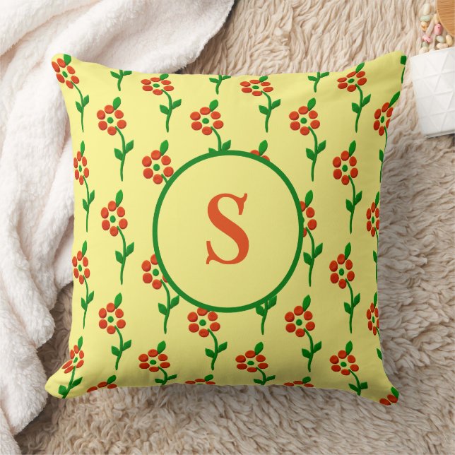 midcentury modern retro cute floral pattern  cushion (Blanket)
