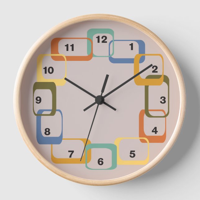 Midcentury Modern Retro Shapes Clock (Front)
