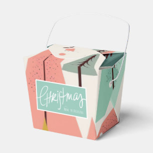 Midcentury Modern Retro Turquoise Christmas Trees Favour Box