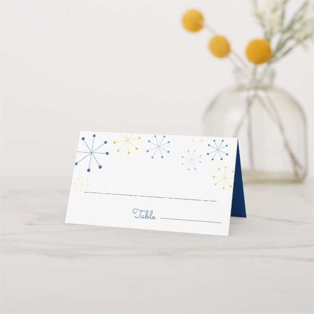 Midcentury Modern Retro Vintage Style Wedding Place Card (Front)