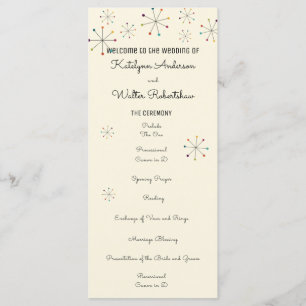 Midcentury Modern Retro Vintage Style Wedding Programme