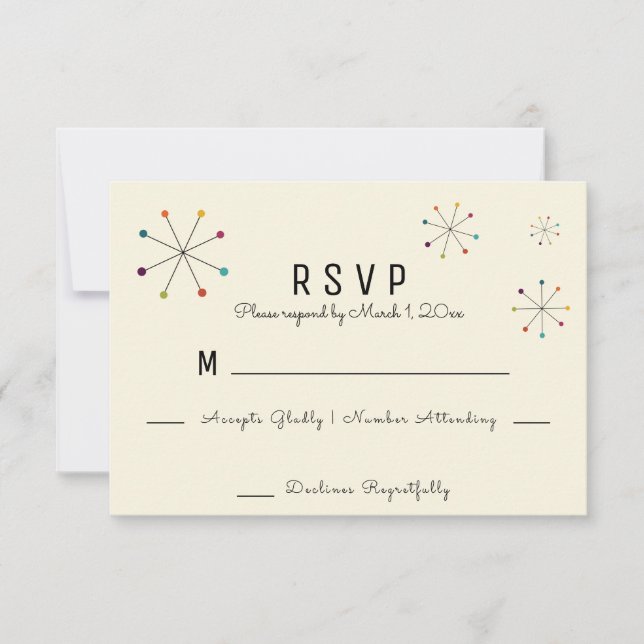 Midcentury Modern Retro Vintage Style Wedding RSVP Card (Front)