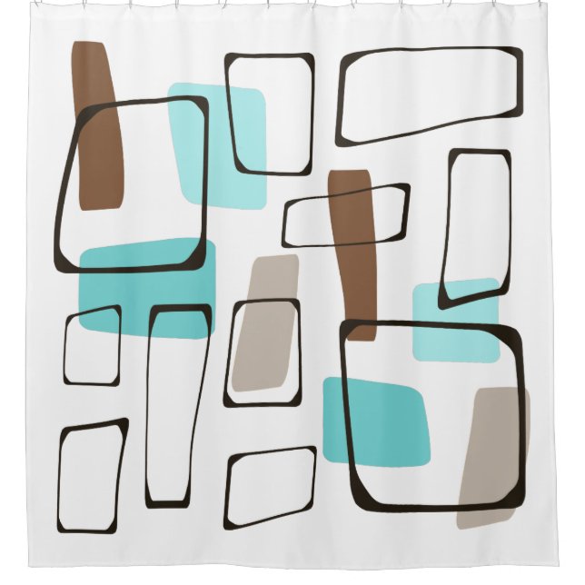 Midcentury Modern Shapes Shower Curtain (Front)