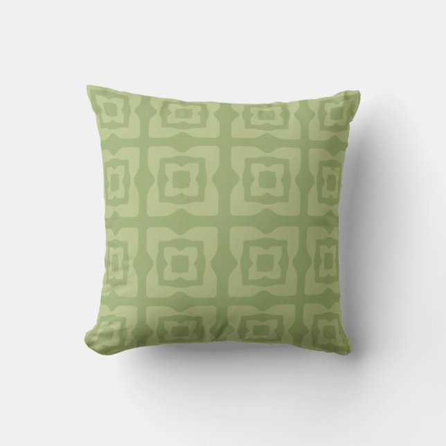 Midcentury Modern Squares Pattern Chartreuse Green Cushion (Front)