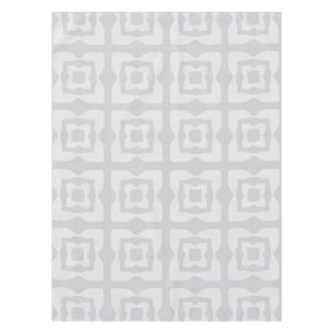 Midcentury Modern Squares Pattern Light Grey Tablecloth